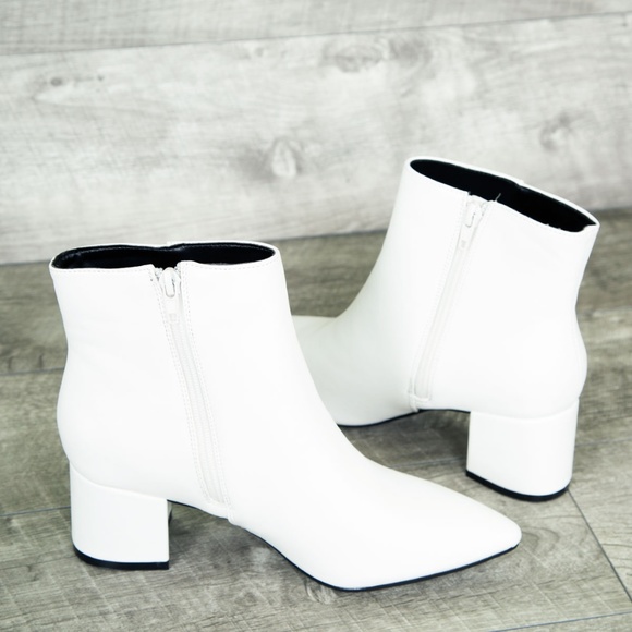 NEW🔥Pointed Toe Booties Ankle Boot Block Low Heel - Picture 4 of 5